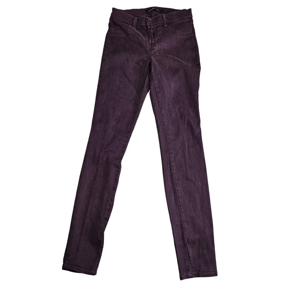 J Brand Super Skinny‎ Jeans Womens 26 Dark Plum Purple Mid Rise Stretch Denim